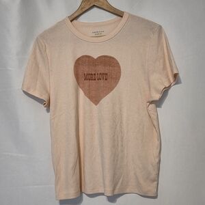 American Eagle Pale Pink Short-Sleeved Heart More Love Tee